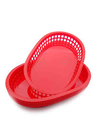 Plastic Serving Basket Oval 1’S Red Regent