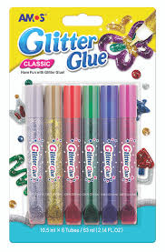 Amos 5X10.5Ml Glitter Glue Classic Tubes