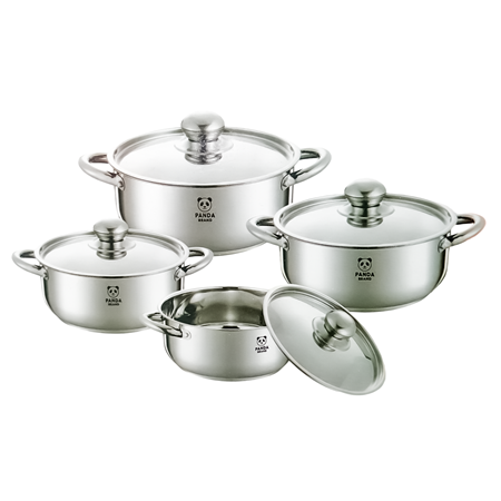 Panda 10Pc Pot S/S Gl Lid Pot