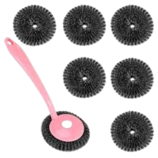Pot Scourer Set*1X8Pce* [Sponge/Handle&Scourer]